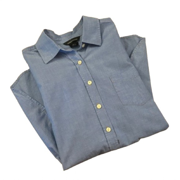 NWOT Moda International Womens Blue Button Down Top Size S - Picture 1 of 6
